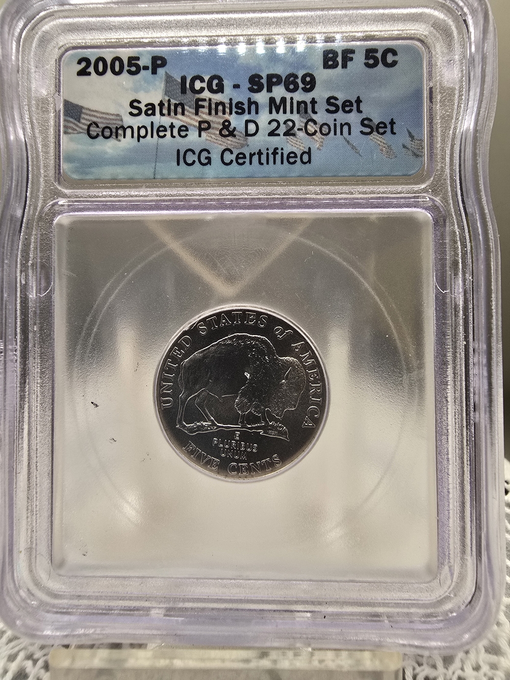 Certified Satin Finish Mint Set - Silver 2005 P Buffalo Nickel Display